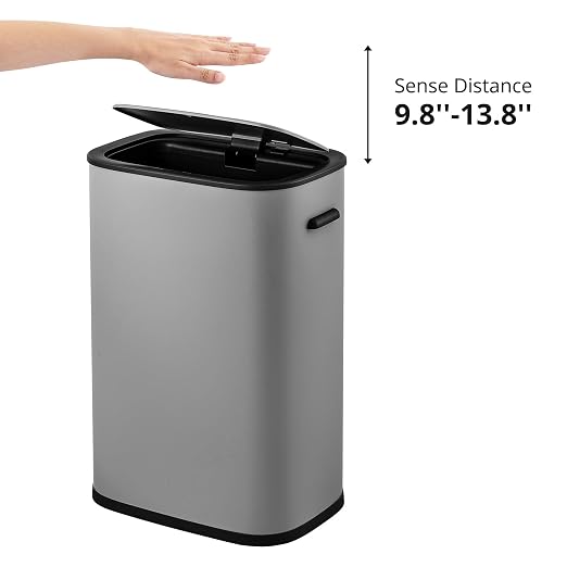 Fashionwu 55L/14.5 Gallon Kitchen Trash Can, Automatic Trash Can with Touch-Free and Motion Sensor, Anti-Fingerprint Silent Design, Suitable for Bedroom, Bathroom, Kitchen, Office, Gray