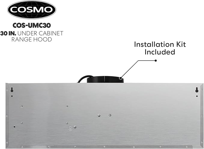 COSMO UMC30 30 in. Haven Collection 380 CFM Ducted Under Cabinet Range Hood, LED Lights, Touch Controls, Stainless Steel
