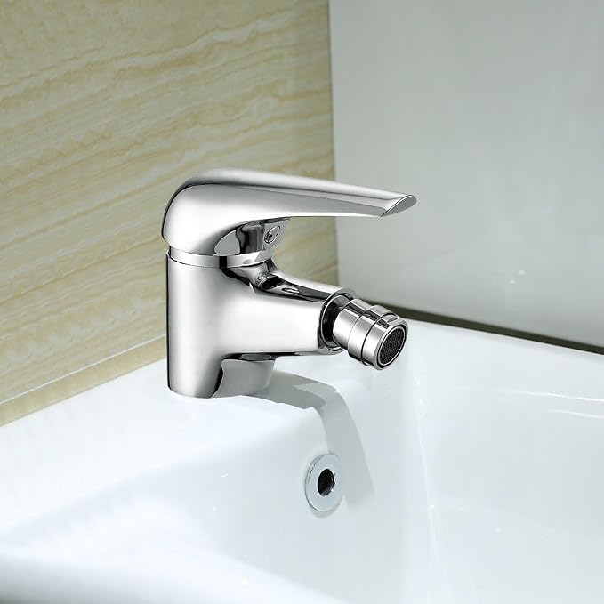 Bidet Faucet with Single Hole-Solid Brass Ceramic Valve Bidet Toilet Attachment for Hot and Cold Water (Chrome)