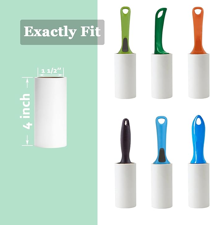 4 inch Lint Roller Refills Compatible with Evercare PetLovers Extra Sticky Lint Roller 6 Pack of Refills Only 60 Sheets per Refill 360 Sheets Total (1 1/2'' Inside Dia.)