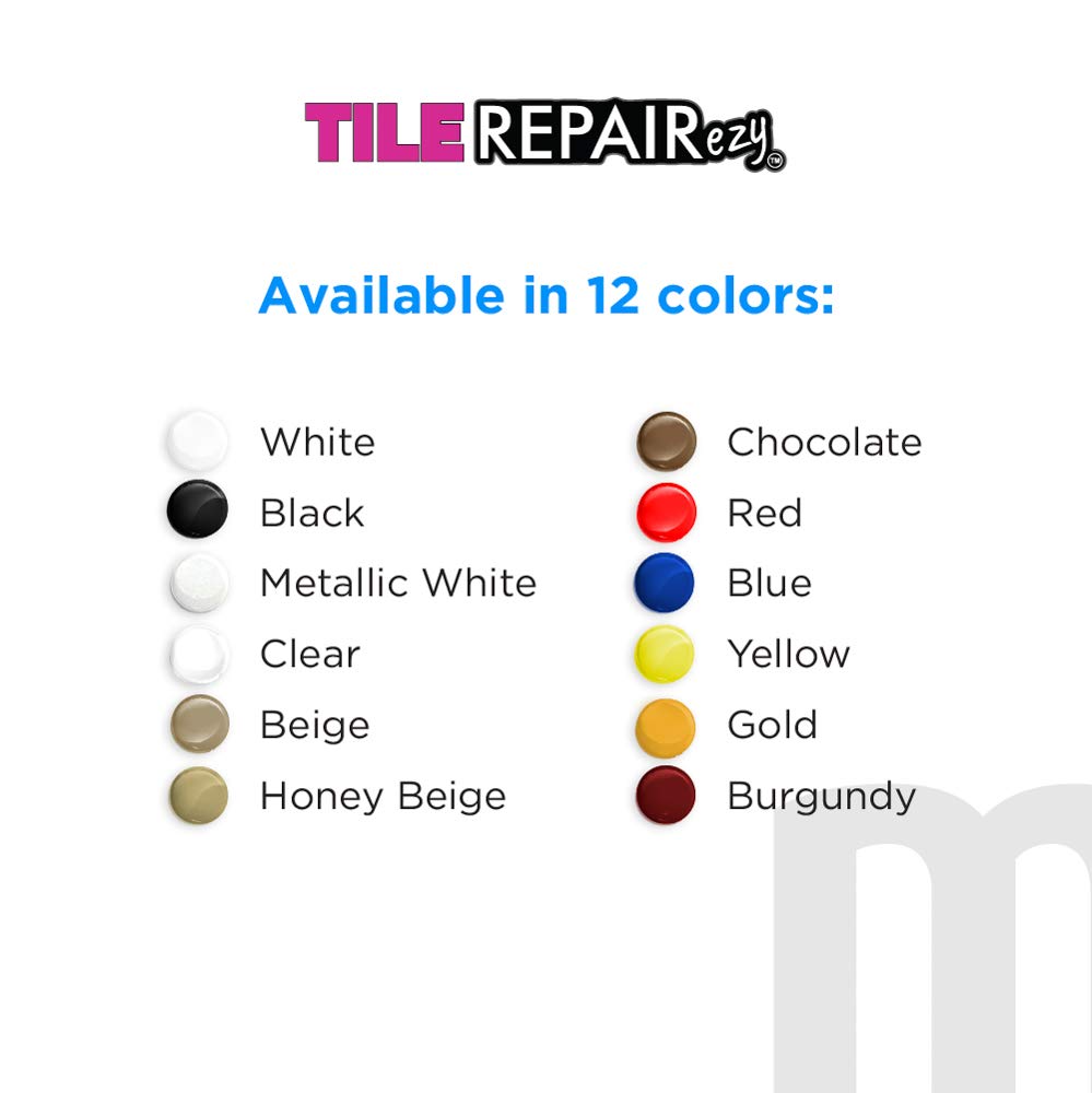 MagicEzy Tile RepairEzy (Black/White) - Laminate Floor Repair Kit - Ceramic Tile Repair Kit - Bathroom Tile Repair Kit - Crack Filler - Gray Porcelain, Ceramic, Acrylic, Stone, PVC, Fiberglass, Vinyl