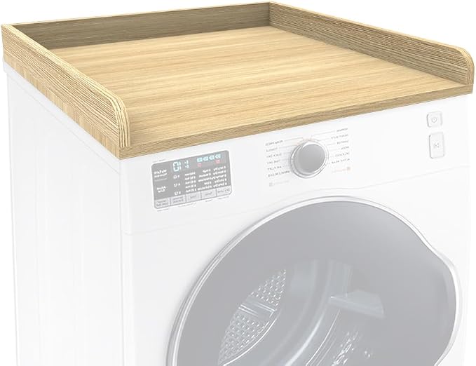 Washer Dryer Countertop Only, 27.5" x 27.5" Laundry Room Countertop for Folding, Washer and Dryer Countertop Single with Non-Slip Pads, Easy Install Washer and Dryer Topper with Edge Rails Wood