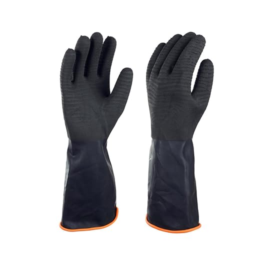 North Tower Chemical Resistant Gloves Rubber Heavy Duty Glove Work With Waterproof Gloves For Mens （14in,1 pair）