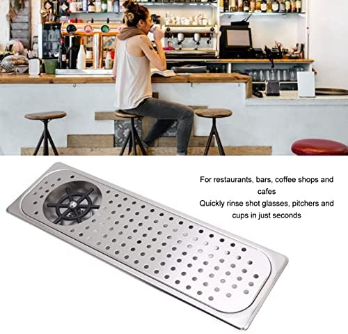 Haofy Pitcher Rinser, Glass Sink Rinser 304 Stainless Steel Multi Angle Flushing High Pressure Washing Water Saving Easy to Install with Drip Tray for Coffee Shop (Stainless Steel Color B)