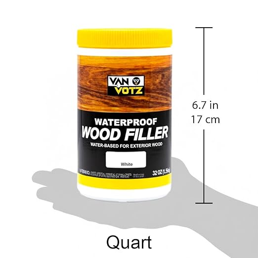 Waterproof Wood Filler [1-Quart, Walnut] - Exterior Grade Wood Repair in 18 Paintable and Stainable Colors. Strong Adhesion and Durability for Outdoor Wood in All Weather Conditions.