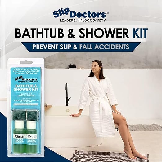 SlipDoctors Bathtub & Shower Kit | Non-Slip Treatment for Ceramic or Porcelain Tubs & Tiled Showers. Works Immediately to Increase Traction!