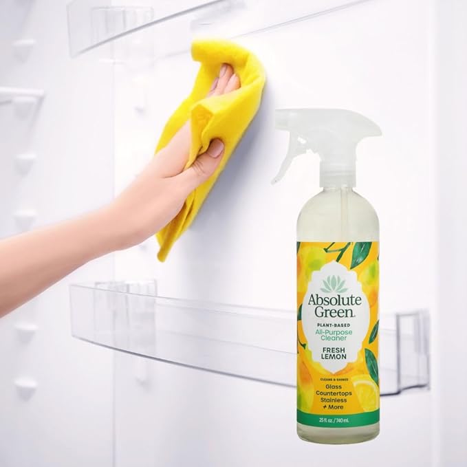 Absolute Green All Purpose Cleaner Spray, Non-Toxic, Kitchen, Bath, Countertop, Stainless, Safe around Kids + Pets, Natural Lemon Scent, 25 oz (2 Pack)
