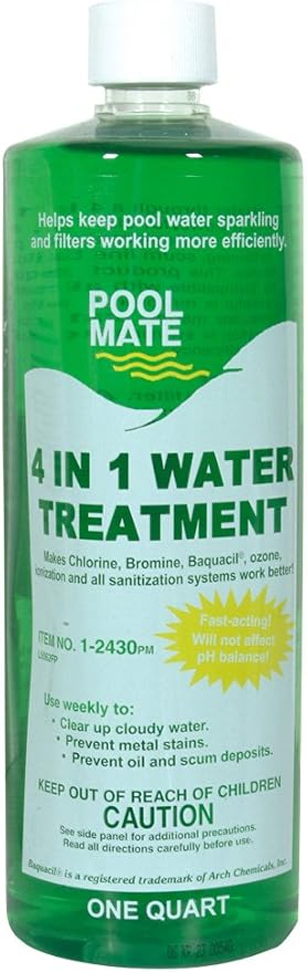 Pool Mate 1-Quart Concentrated 4-In-1 Water Treatment, Pool Clarifier, Made in USA