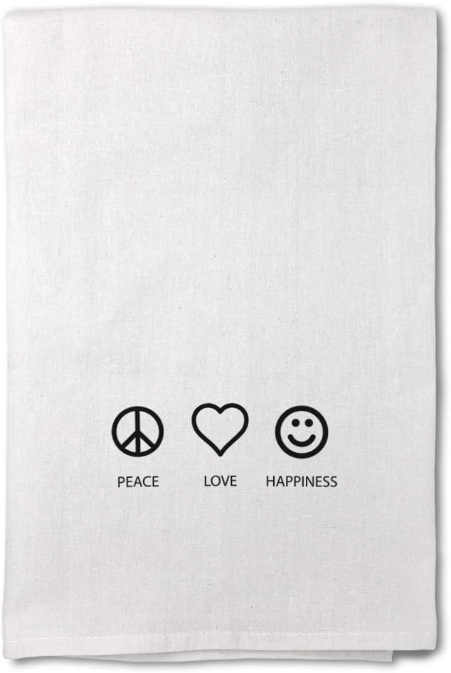 Custom Decor Flour Kitchen Towels Peace Love Happiness Inspiration & Motivation Inspiration & Motivation Happiness Cleaning Supplies Dish Towels Design Only
