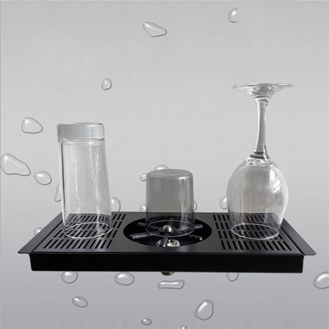 YBB Rinser Pitcher Cup Washing Machine, Black Glass Cleaning Rinser 304 Stainless Steel Sink Rinser for Bar Cafe Home Use (13.78 x 6.3 x 1”)