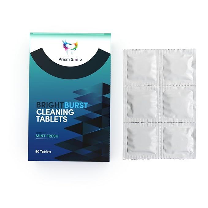 BrightBurst Cleaning Tablets, Mint Fresh, 90 Count, for Clear Aligners, Retainers, Night Guards, Whitening Trays