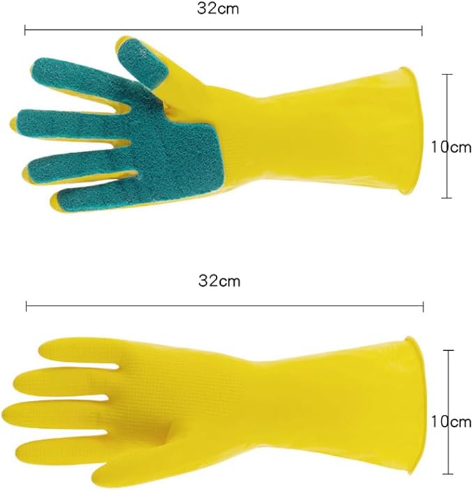 LALAFINA 2 Pairs Latex Gloves Kitchen Dishwashing Gloves Kitchen Latex Gardening Scouring Pad