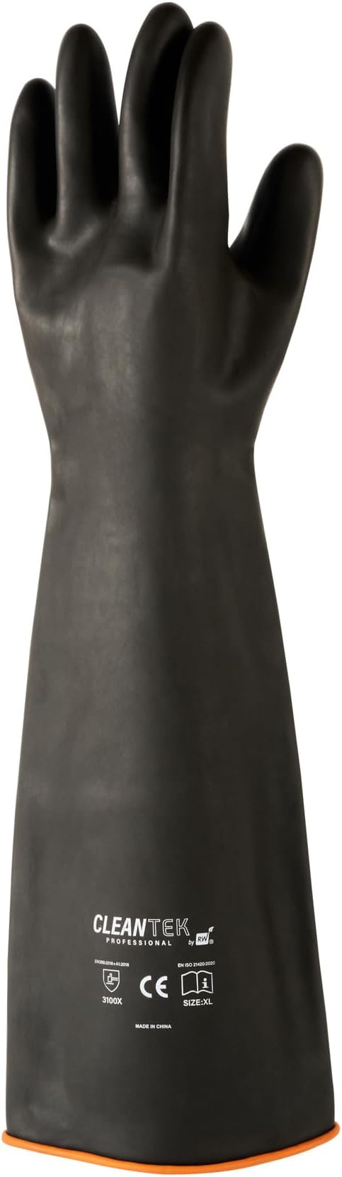 Restaurantware Heavy Duty Gloves 10 Count 21.654 x 7.283 x 0.394 Inches Chemical-Resistant Industrial Safety Gloves Black Long Rubber Gloves Acid Resistant Slip-Resistant Reusable