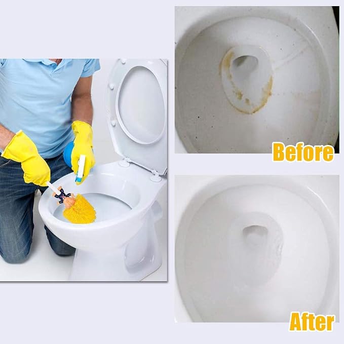 Toilet Brush Funny Cleaner Scrubber Toilet Bowl Brush with Holder,Gag Gifts Doll for Bathroom Decor Deep Cleaning Make Your Toilet Great Again-White