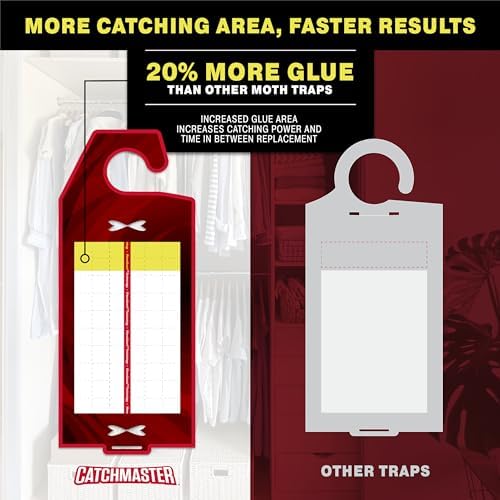 Catchmaster Premium Clothes & Pantry Moth Trap Bundle, Sticky Odorless Glue Traps, Pheromone Attractant, for Closets Wardrobes Cabinet Drawers,Food Storage & Cabinet, PheroGuard Technology (12-Traps)