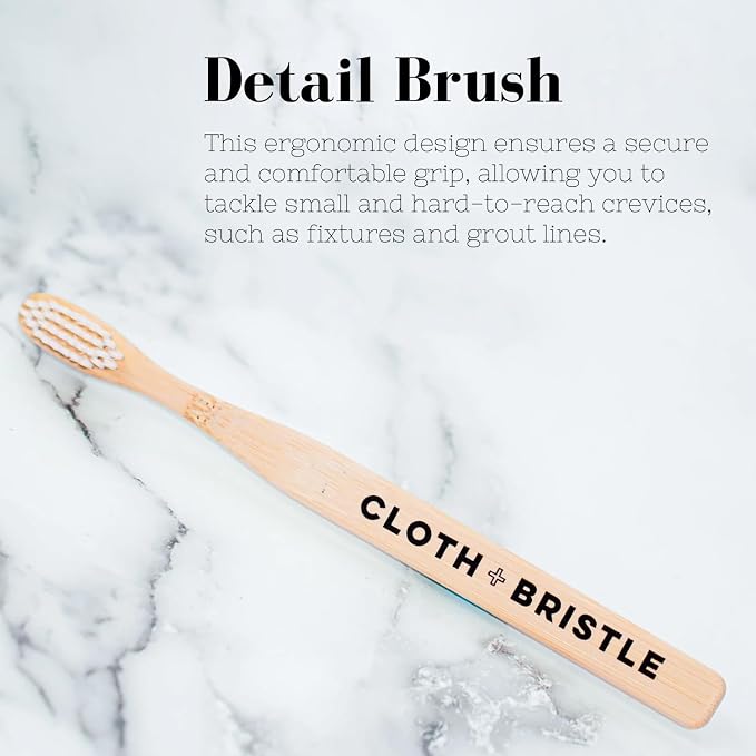 CLOTH & BRISTLE Bamboo Cleaning Brush Combo Set, Versatile Dish Scrub, Pot, and Detail Brushes for Kitchen, Grout, and Household Cleaning, Sustainable Bamboo Handles, Wooden, 197644993802