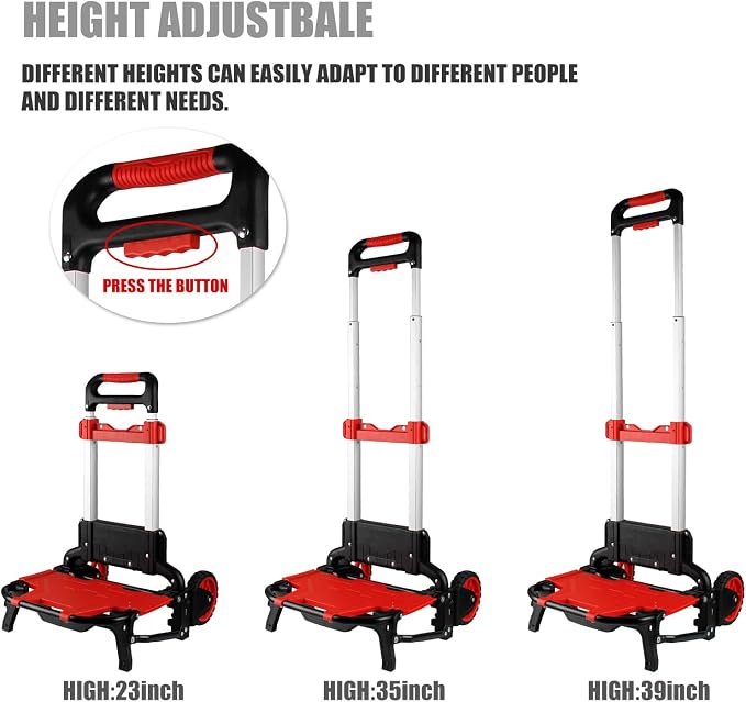APOXCON Folding Shopping Cart with Removable Waterproof Bag and Bungee Cord, Heavy Duty Push Cart with Mute Wheels, Portable Hand Truck for Shopping, Groceries, Travel and Office Use