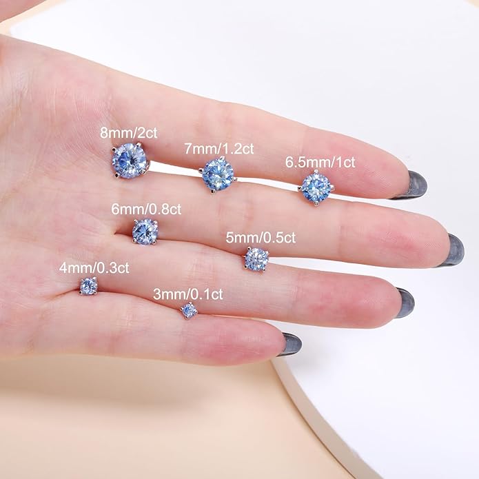 Moissanite Screw Back Earrings Studs - 0.2CT-4CT Moissanite Earrings for Women 925 Sterling Silver Piercing Real Colorful Moissan Hypoallergenic Jewelry Ear Stud Gifts
