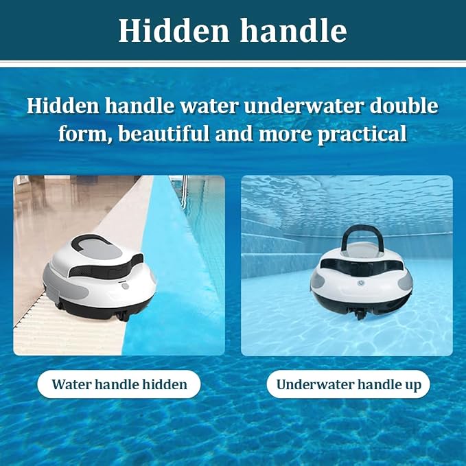 Cordless Robotic Pool Cleaner,100 Mins Automatic Robotic Pool Cleaner Self-Parking Vacuum Suction 5200mAh for Above In-Ground Pool Pool Up to 1000 sq.ft