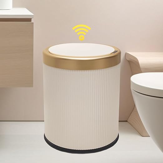 URALFA 2.8 Gallon White and 2.8 Gallon Black Motion Sensor Trash Can