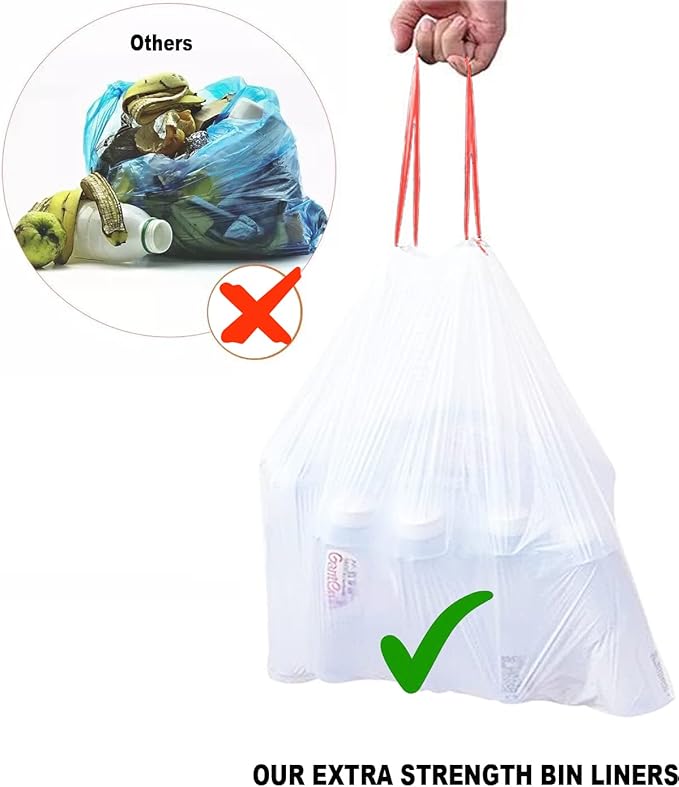 BEIDOU-PAC Trash Bags 13 Gallon Drawstring, 100 Count, Multifold Roll Garbage Bags, Tall Kitchen Trash Bag, Odorless & Extra strength White Plastic Food Scrap Bag for Home Office Bathroom Kitchen Bins