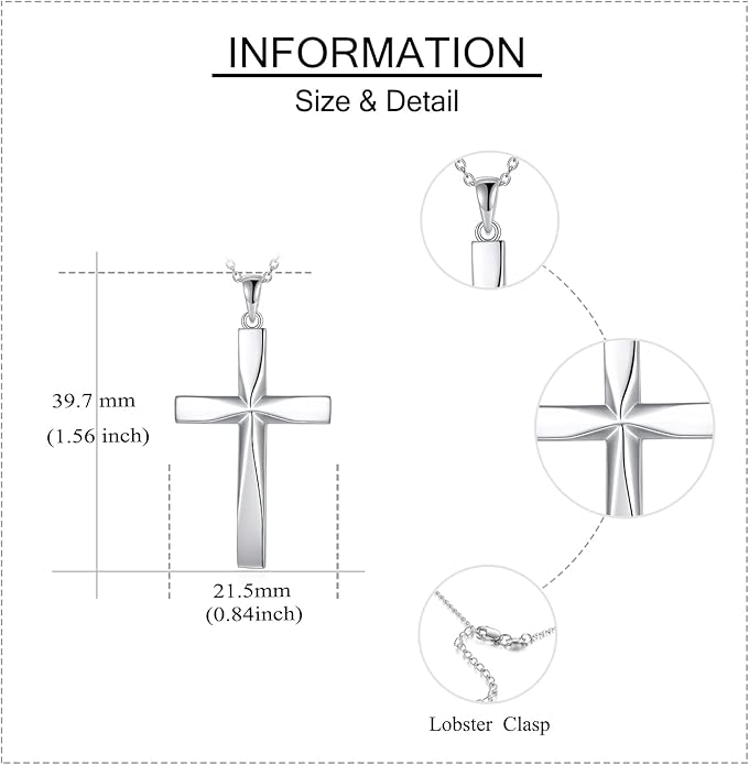 ONEFINITY Religious Cross Pendant Necklace Sterling Silver Origami Cross Pendant Gifts for Women Men Jewelry