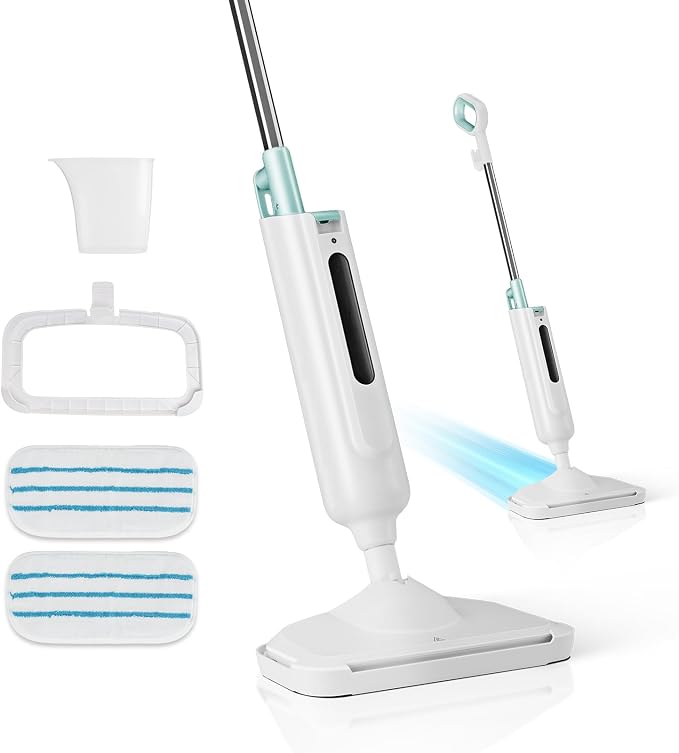 Steam Mop for Hardwood Floors, Tile, Grout, Laminate, and Vinyl - Multi-Functional Steam Cleaner with Reusable Washable Pads and Handheld Attachments