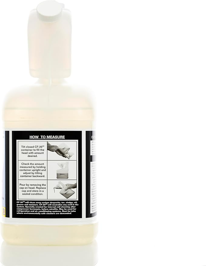 CF-20,1 Gallon, Internal Refrigeration Coil System Cleaner, Dissolves Carbon Deposits, Removes Acids & Water, Non-Flammable, Low VOC, Safe for Oils & Refrigerants (90-500)