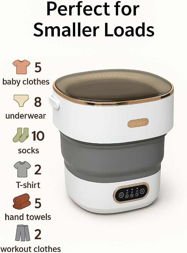 Portable Washing Machine, 17L / 4 Gal, Foldable Mini Washing Machine, Mini Portable Washer, Easy To Use, Quiet and User Friendly, Great for Dorms Small Apartments Travelling, 3 Modes