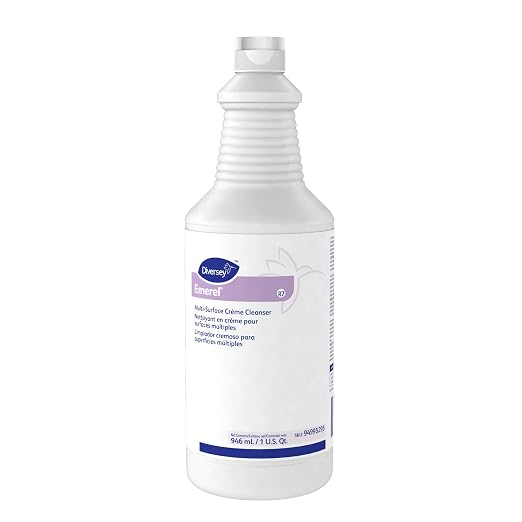 Diversey 94995295 Emerel Multi-Surface Creme Cleanser, Mild Abrasive Cleaner for Restroom and Hard Surfaces, Squeeze Bottle, Ready-to-Use, Fresh Scent, 32 Ounce