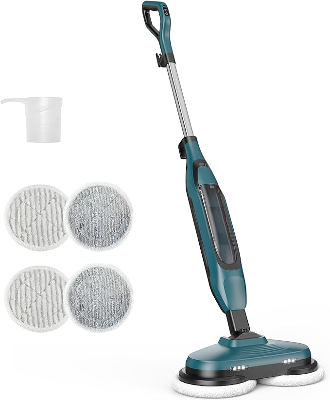 NEWBULIG Steam Mop, All-in-One Steam Mops for Floor Cleaning with Rapid Re-heat, Self-Standing Floor Steamer, 4 Rotating Scrub Pads, 2 LED Headlights, for Hardwood Floors & Tile