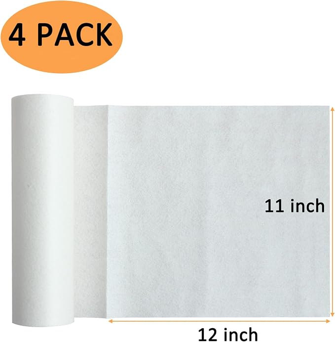 Bamboo Paper Towels Replacement 4 Rolls 80 Sheets Heavy Duty Machine Washable Reusable Paper Towels for Kitchen and Daily Use(11x12”, 4 Rolls)