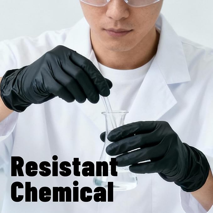 5 Mil Nitrile Gloves Black GP50 - Latex & Powder Free - Disposable - Food Safe - for Cleaning, Food Prep, Nail Tech