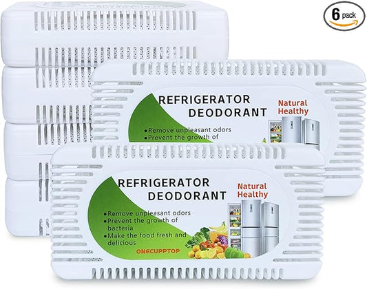 Refrigerator Deodorizer (6 Pack)-Fridge and Freezer Odor Eliminator,Natural Activated Charcoal Refrigerator Fight Odors