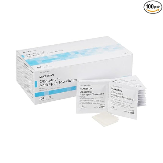 McKesson Obstetrical Antiseptic Towelettes Wipes, Sterile, Individual Packet, Clean Scent, 100 Count, 1 Pack