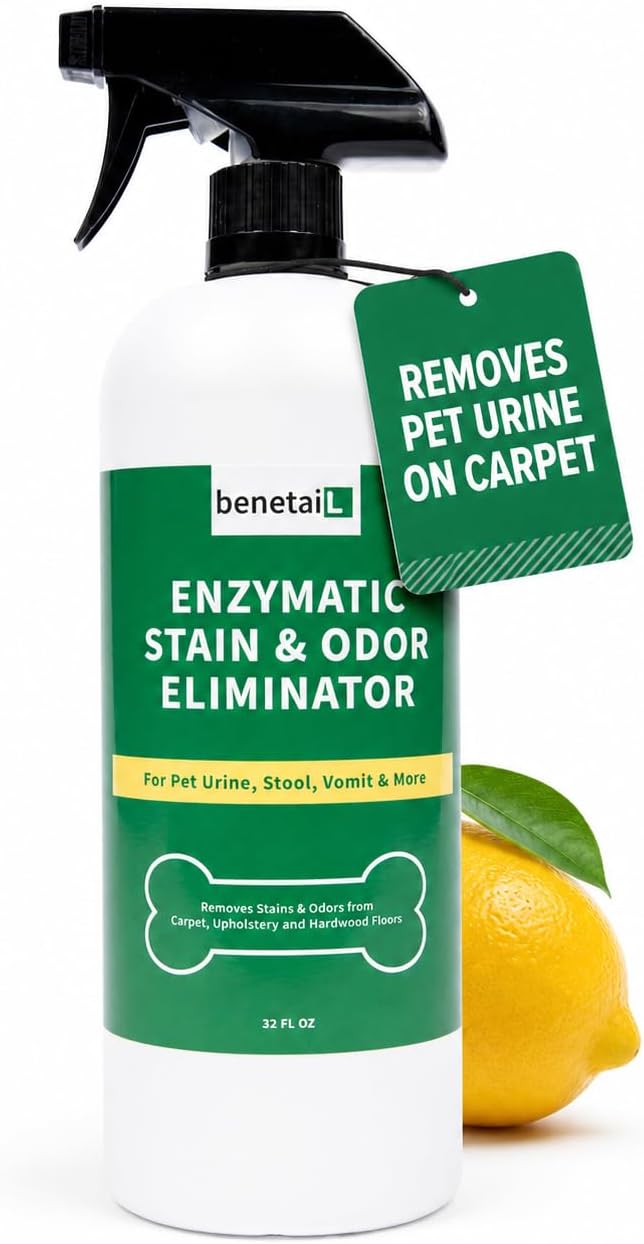 | Pet Enzymatic Stain & Odor Eliminator for Strong Odors Around the Home - Carpet Cleaner for Dog & Cat Urine - 32oz Spray