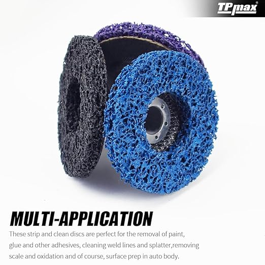 TPmax 4" x5/8'' Stripping Discs Rust Remover Wheel Remove Paint and Oxidation Poly Strip Wheel Disc Abrasive Angle Grinding Wheel - 3 Pack(Purple/Blue/Black)