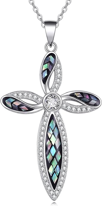 ONEFINITY Religious Cross Pendant Necklace Sterling Silver Origami Cross Pendant Gifts for Women Men Jewelry