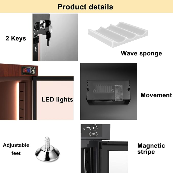 80L Dehumidifying Dry Cabinet Box, Wood grain Design Digital Control Noiseless and Energy Saving, for Camera Lens and Electronic Equipment Storage,Temperature Humidity LED Dual Screen