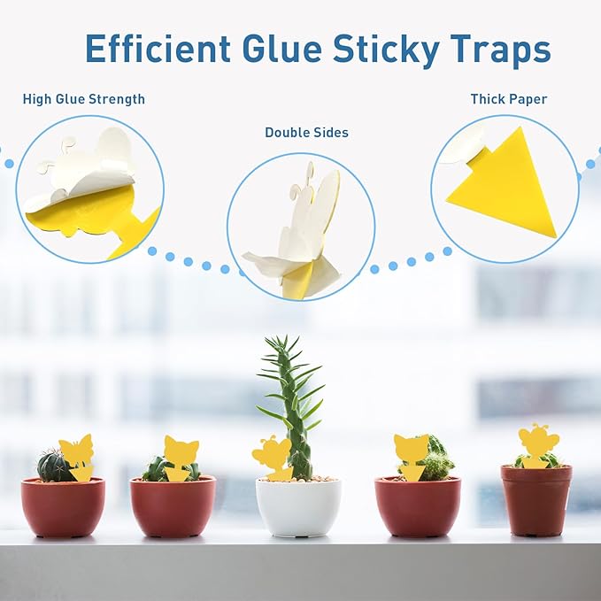 96 Pack Fruit Fly Traps for Indoor Outdoor, 3 Shapes Yellow Sticky Bug Traps, Double-Side Fungus Gnat Killer for Houseplants, Mosquitos, Flying Insects