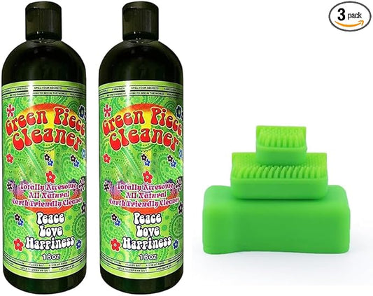 Green Piece® Magnetic Glass Cleaner Kit –2 Bottles of 16 oz Glass Cleaner with Green Magnet Scrubber for Easy Grime and Tar Removal Eco-Friendly Solution for Glass, Ceramic Metal Surfaces