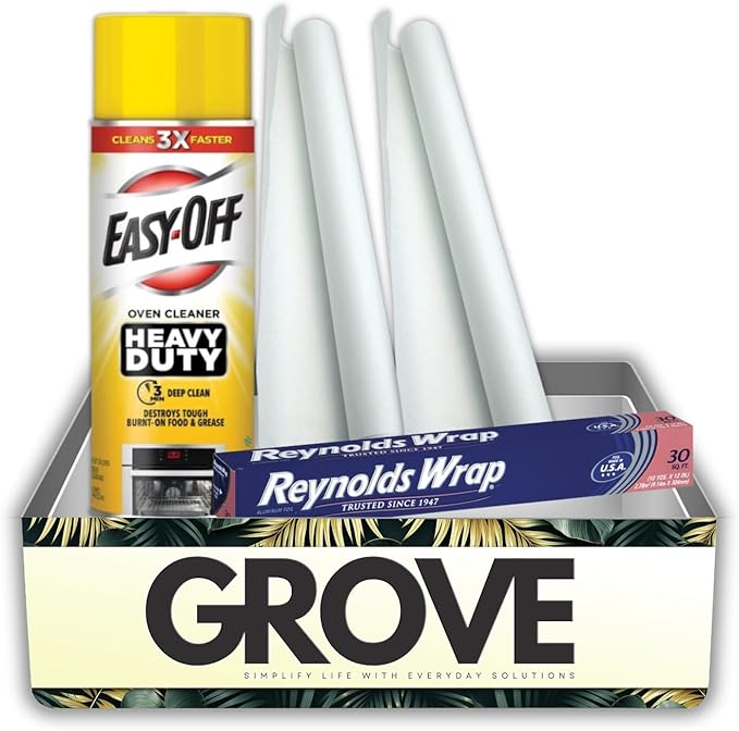 Easy-Off Heavy Duty Oven Cleaner 14.5 oz Spray Bundle with 2x Fox Run 15 in. W Parchment Paper + Reynolds Aluminum Foil Wrap – Ideal for Oven Cleaning, Baking, and Food Prep – Gift Set (4 Items)