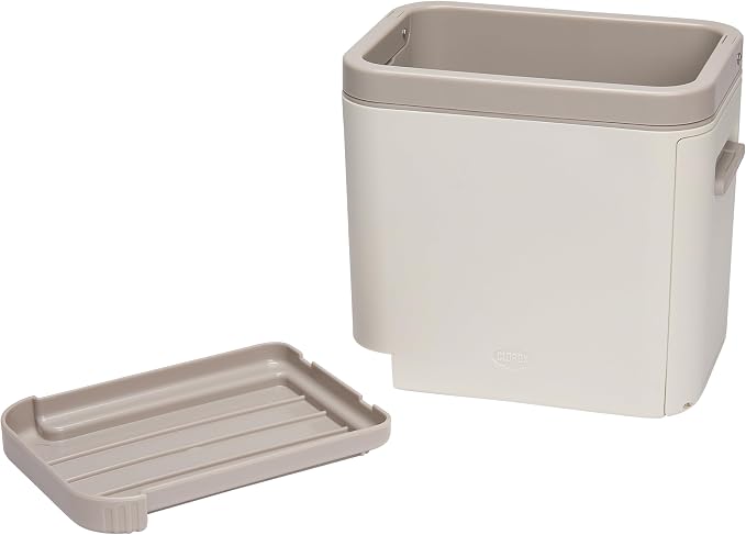 CLOROX KeptClean Kitchen Sink Organizer – Space-Saving Organization of Dish Soap, Scrub Brushes, and Dish Towels, Fold-Down Shelf for Sponges and Jewelry, Drainage Tray – Almond Cream
