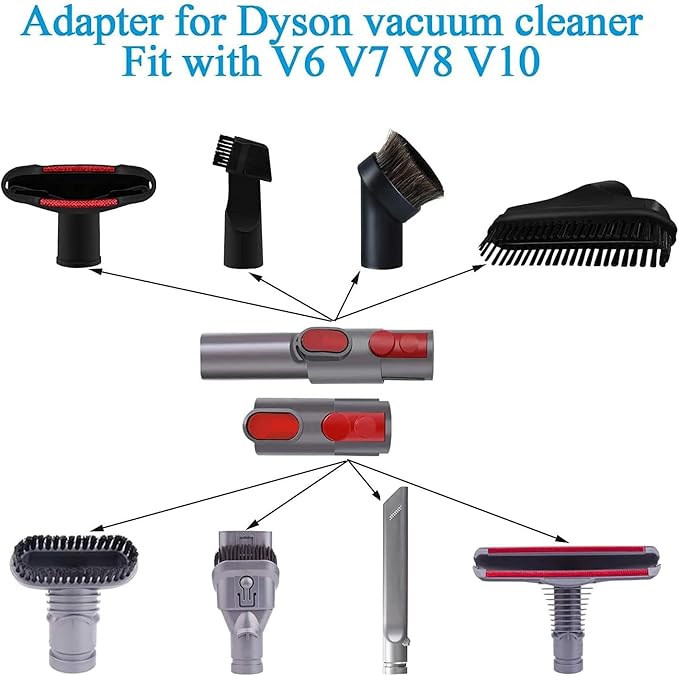 For Dyson Vacuum Attachments & Dryer Vent Cleaning – Flexible Crevice Tool Kit for Dyson V6 V7 V8 V10 V11 V15 & Ball Animal + 6PCS Hard Bristle Gap & Lint Brushes