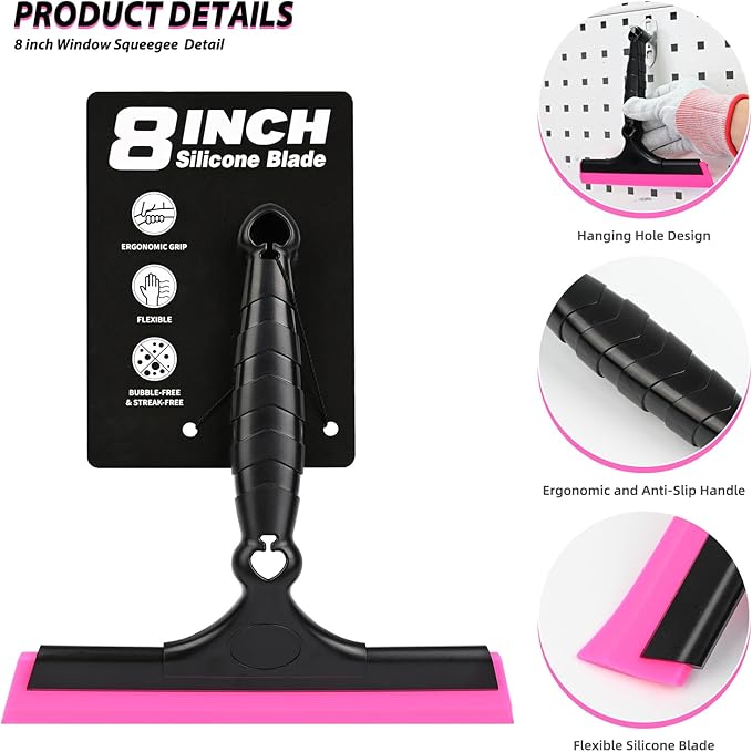 EHDIS Flexible 8-Inch Silicone Squeegee Window Tint Tool Auto Water Blade, Shower Squeegee for Car Windshield, Glass