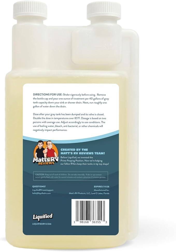 Liquified RV Toilet Treatment - Gray Holding Tank Digester - Odor Eliminator - Lemon Scent - Matts RV Reviews - 3 Pack