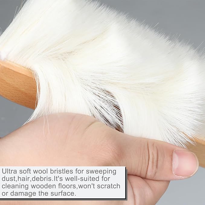 Gloffer Indoor Wood Wool Broom,Ultra Soft Bristles Broom with Long Handle,Sweeping Kitchen Brooms for Home Cleaning,Floor,Office