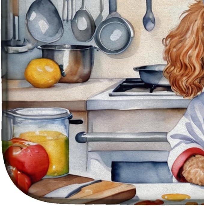Caroline's Treasures DAC6233DDM Cockapoo The Chef Dish Drying Mat Absorbent Dish Drying Mat Pad for Kitchen Counter Dish Drainer Mat for Countertop, 14 x 21", Multicolor