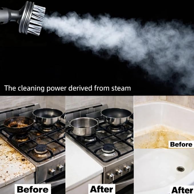 PUREBEAR Steam Mop Cleaner For Home With 4 Replacement Pads, 3 Adjustable Steam Setting, MultiPurpose Handheld Steamer Cleaning for Hardwood Floors, Clothes,Windows,Tiles, Grout (White)