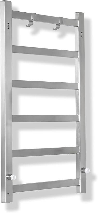Topdattion Electric Towel Warmer | Super Thin | with Timer & Temperature Multi-Level Adjustments | Hardwired & Plug-in | 6 Bar Brushed Finish
